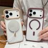 For Magsafe Transparent Phone Case for 17 Air 16 15 14 Plus 13 12 11 Pro Max Shockproof Magnetic Wireless Charging Cover