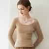 Women's Slim-Fit U-Neck 100% Cashmere Sweater - Low Round Neck Knit Base Layer