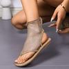 Plus Size Women's Summer Flat Sandals Toe Clip Hollow-Out Design Sexy High-Top Fashionable Style