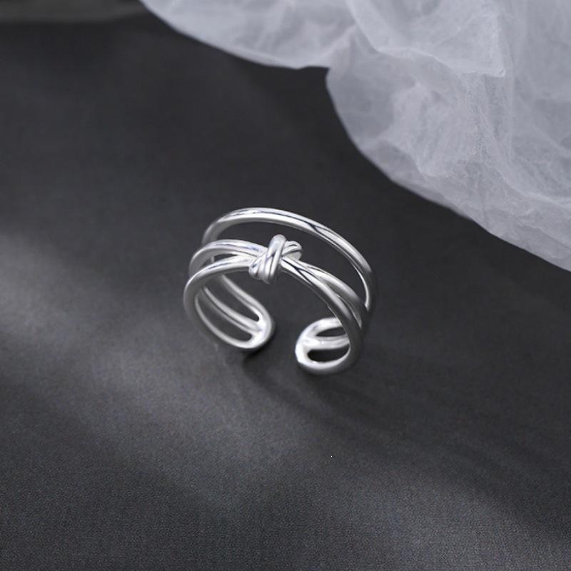 Women's 925 Knotted Open Ring: Light Luxury Index or Pinky Niche Design