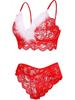 Festive Red Lace Lingerie with White Fur Trim - Camisole One-Piece