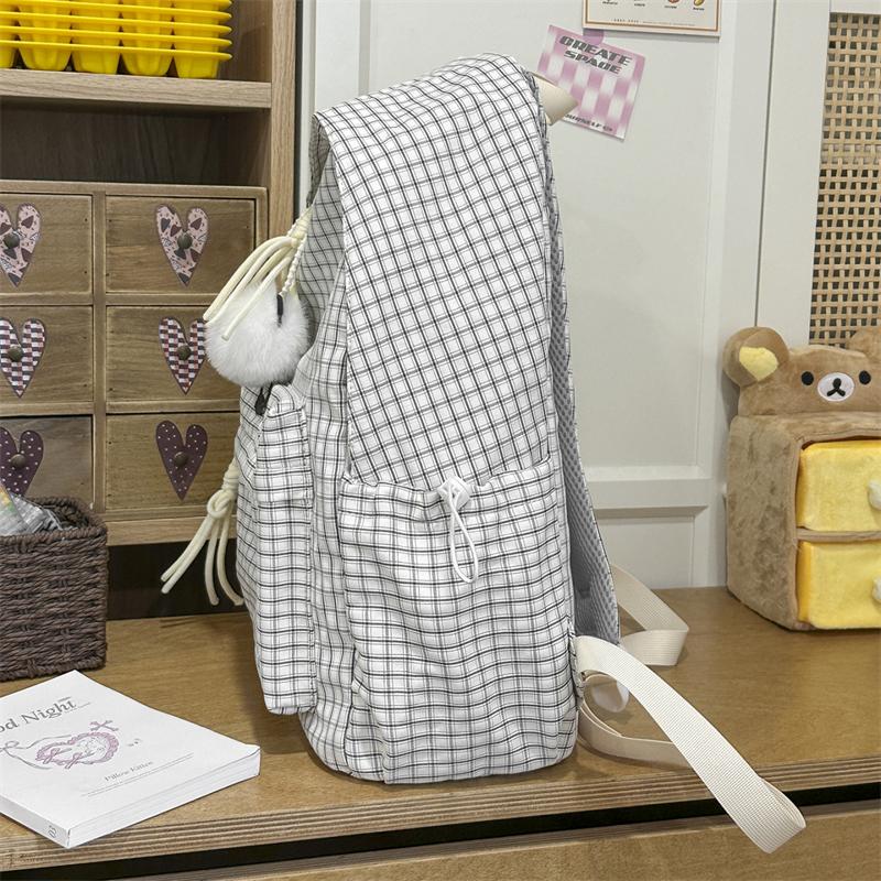 Campus Schoolbag Women's Plaid Backpack Student Large Capacity Backpack