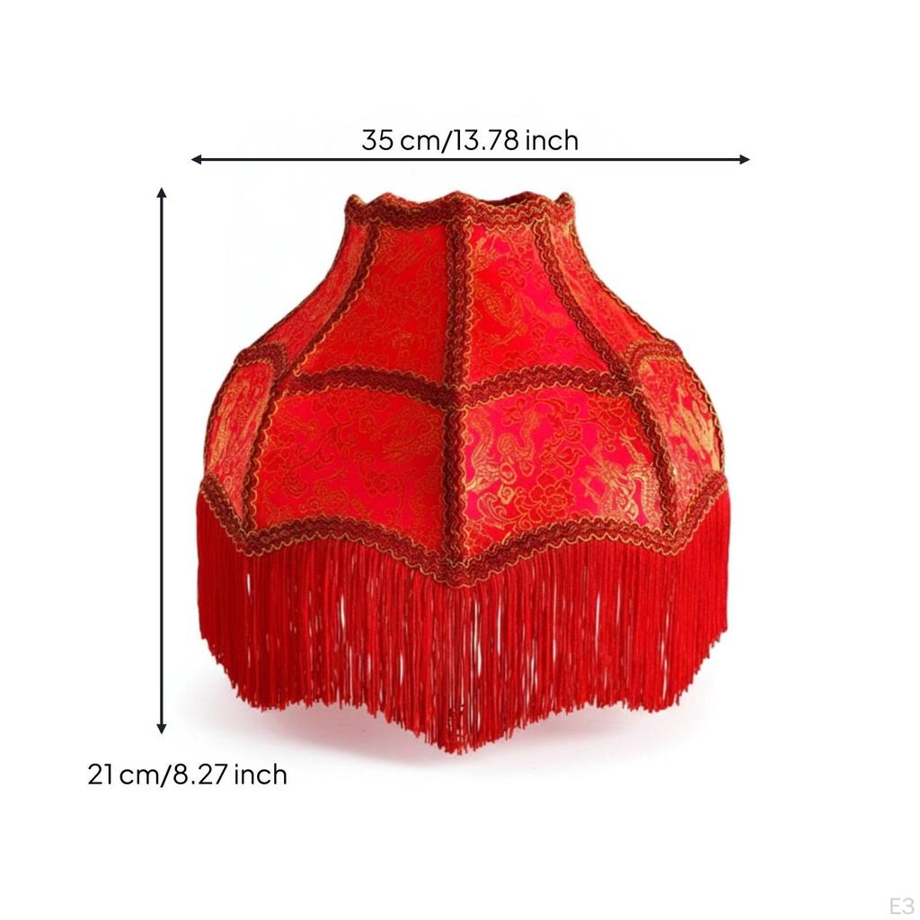 Tassels Lampshade Decorative Velvet Lamp Shade for Bedroom, Hotel 12x40x17 Starlight
