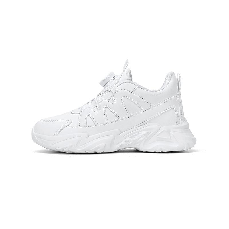 Children's little white shoes 2025 autumn new boys and girls leather sneakers medium and older children's mesh non-slip running shoes tide