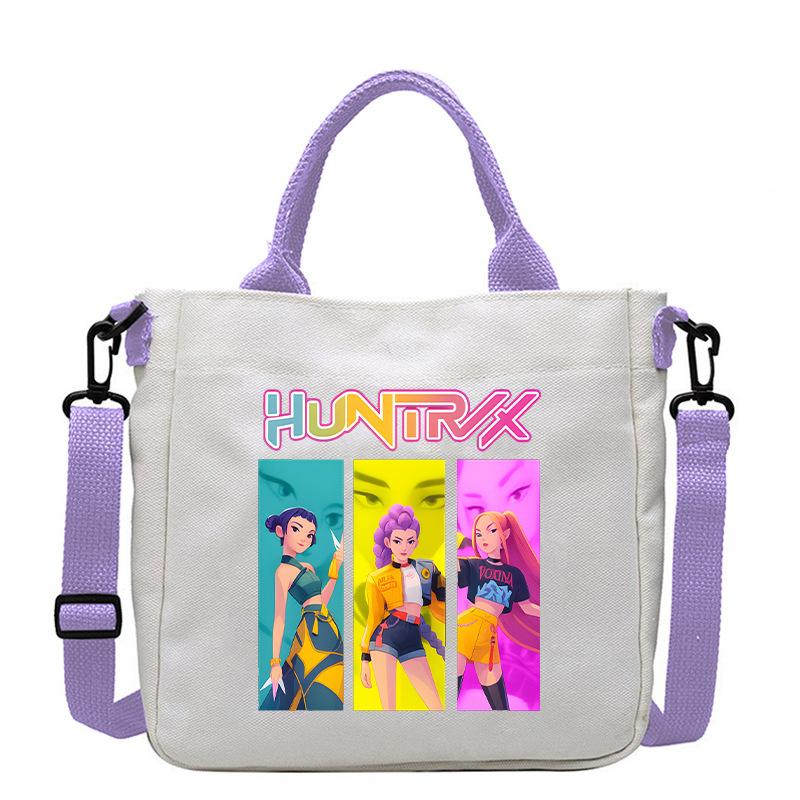 Spot KPOP Demon Hunter Group Printed Canvas Bag Fashion Shoulder Bag Portable Work Commuter Messenger Bag CLE