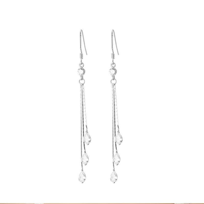 S925 Sterling Silver Water Drop Tassel Earrings - 2026 Elegant, Versatile, High-End Long Dangle Design for Girls