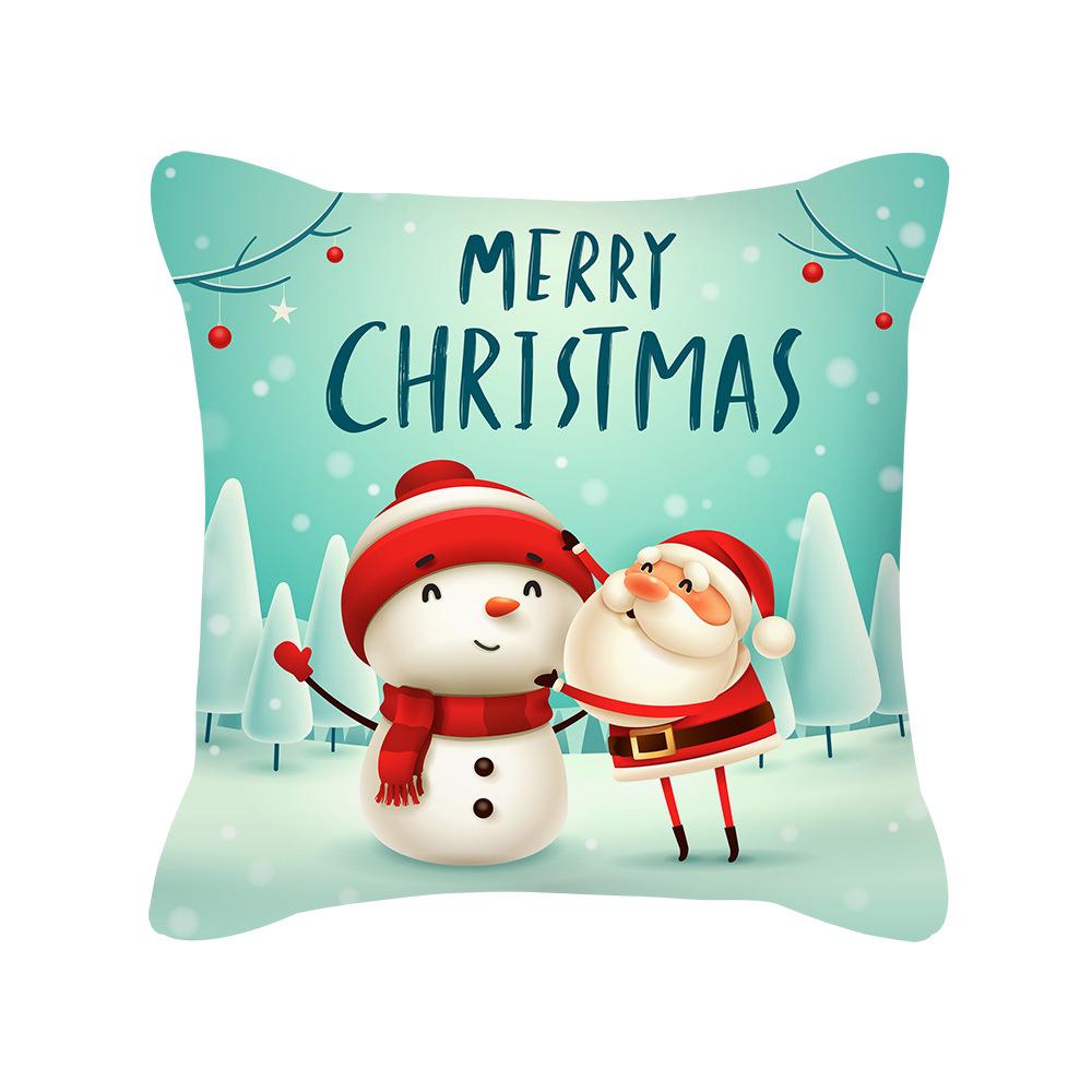 New Cartoon Christmas Pillow Cover Holiday Gift Square Cushion Cover Cushion Cover Pillow Cover