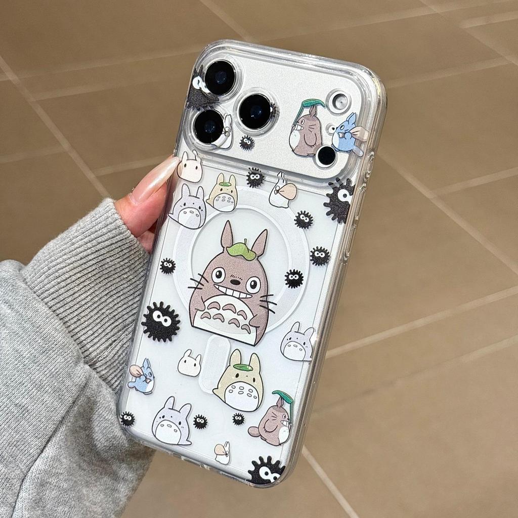 Totoro Creative Cartoon iPhone 17/16 Pro Max Transparent Magnetic Protective Case