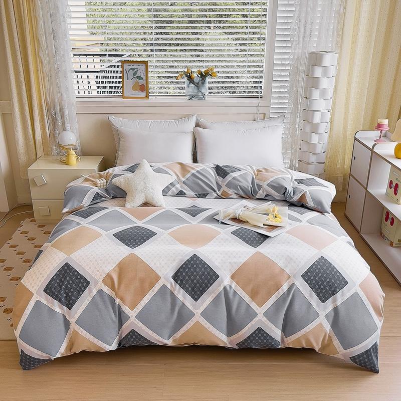 Minimalist Geometric Printing Duvet Cover All Cotton Quilt Cover Skin Friendly Breathable Queen Size Bedding for Kids Boys Girls