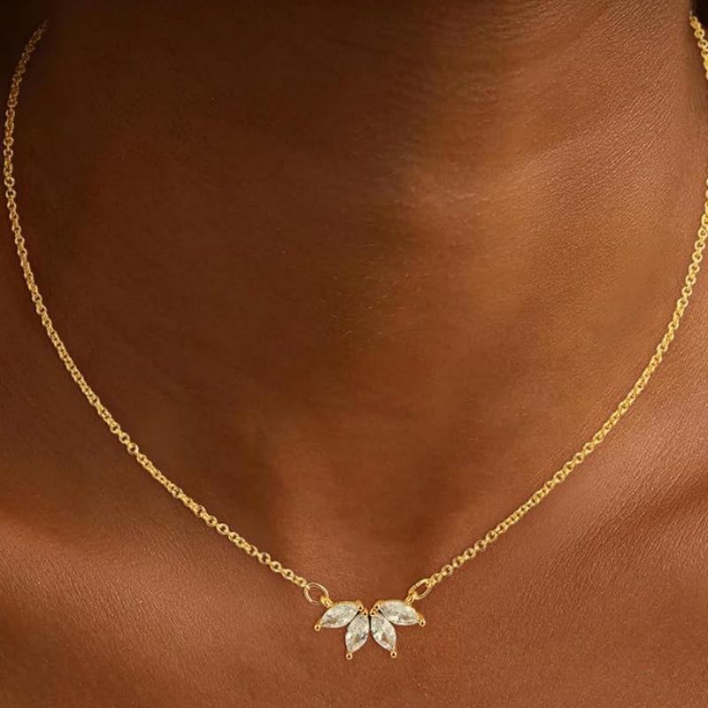 2026 New Cross-Border European American-Style Multilayer Zircon Copper Electroplated Minimalist Necklace Women Fashionable