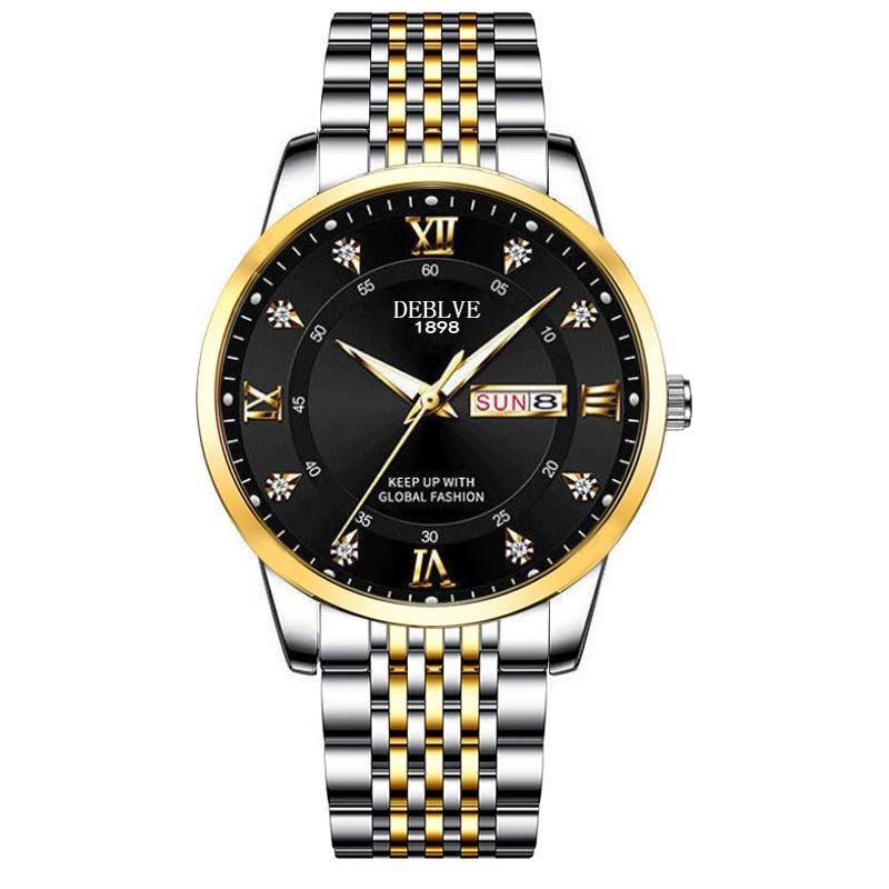 Timeless Men's Classic Ultra-Thin Steel Watch: Luminous Design with Convenient Double Calendar
