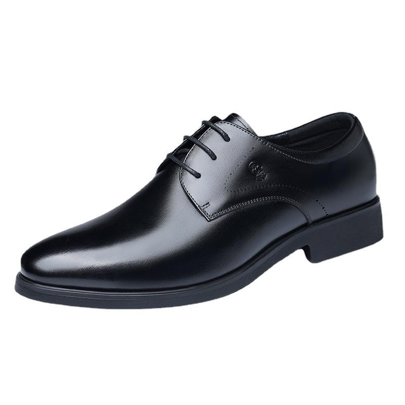 Men's Shoes with Height Increase In the Old Man's Head In Autumn Invisible Height Increase Business Dress Leather Shoes Men's Cowhide Groom Weddin