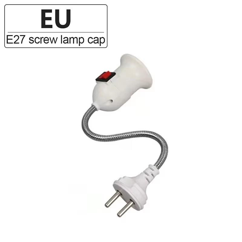 E27 LED Table Lamp Socket Bulb Holder with Rotary Head And Built-in Switch EU Plug Direct Plug-in LED Base Lamp for Lighting