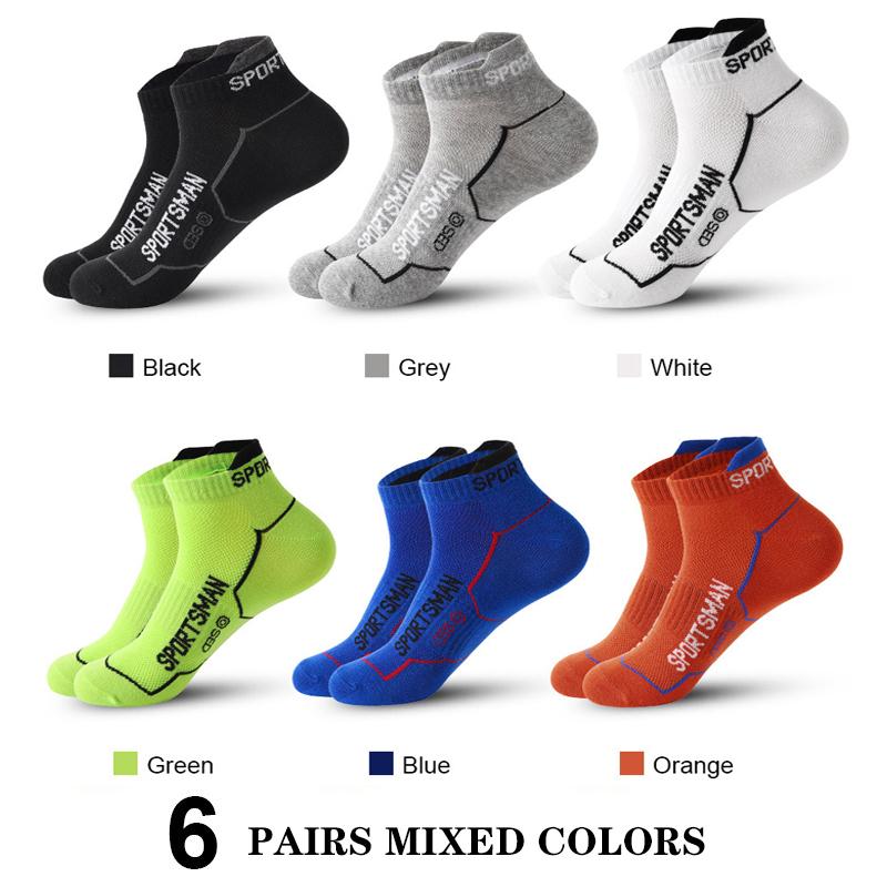 6 Pairs Ankle Socks Men's Mesh Cotton Sports Running Socks Breathable Cushioned Low Cut Thin Socks