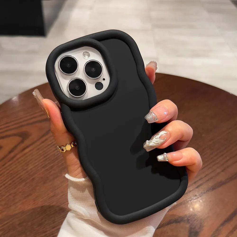 

Plain Skin Wave Case for Samsung Galaxy S25 S24 S23 Plus S22 Ultra S21 S20 FE A73 A56 A55 A54 5G A52 A51 4G Curved Edge Cover Galaxy A55 5G чёрный