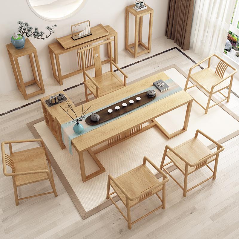 New Chinese Style Elm Wood Tea Table and Chair Set for Home or Office