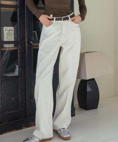 HAINT Hazel Straight-Cut Corduroy Pants 6Col_Ivory