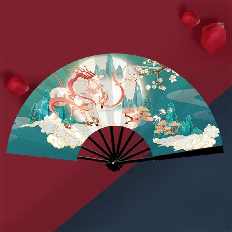 Chinese Shanhaijing Foldings Fan Cheongsam Dance Photography X3UC