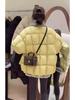 2024 Women's Fashionable Plaid Down Jacket - Casual Round Neck, Loose Fit, Warm Winter Coat