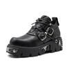 New Dark Punk Style Woman Gothic Flame Carved Vintage Rock Boots Leather Shoes Metal Niche Low Top Platform Shoes