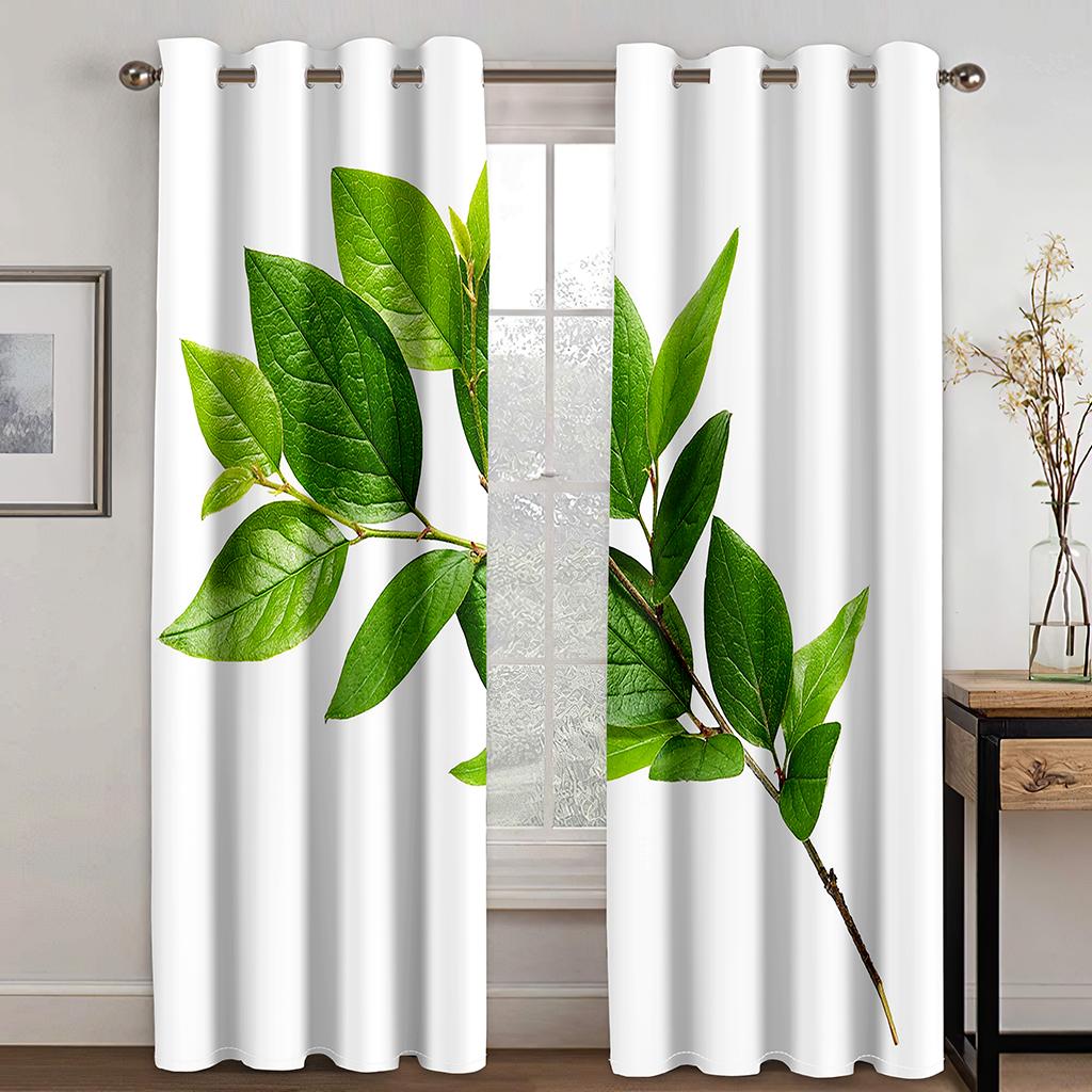 

Маленькие свежие цветы и зеленые листья тема Четыре сезона Простые солнцезащитные шторы для спальни девочек Домашнее украшение Шторы 100W130H(CM)40x51in&Grommet Top