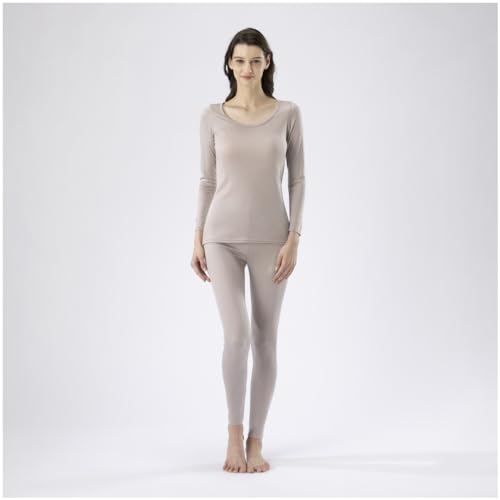 Breath Thermo Underwear, a heat-generating innerwear, medium-weight soft for everyday use, long tights, grayish beige, size L