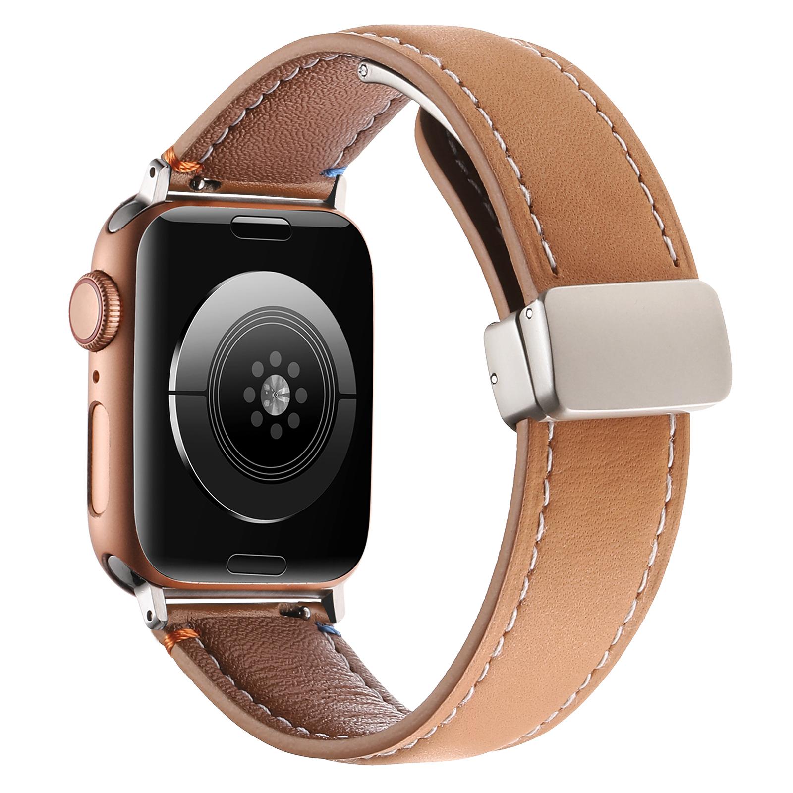 

Для Apple Watch Series 10 46мм/Ultra 2 Ultra 49мм/9 8 7 45мм/SE (2023) SE (2022) SE 6 5 4 44мм/3 2 1 42мм Ремешок для часов Магнитная застежка Brown