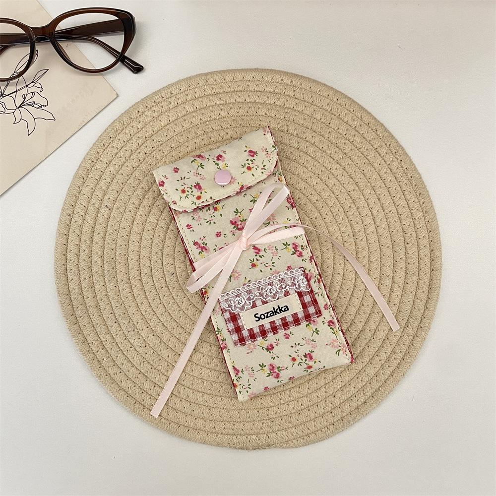 Floral Splicing Glasses Storage Bag Portable Glasses Bag Women's Sunglasses Glasses Case Fabric Storage Bag