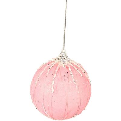 Pink Styrofoam Bauble with Glitter and Sequins