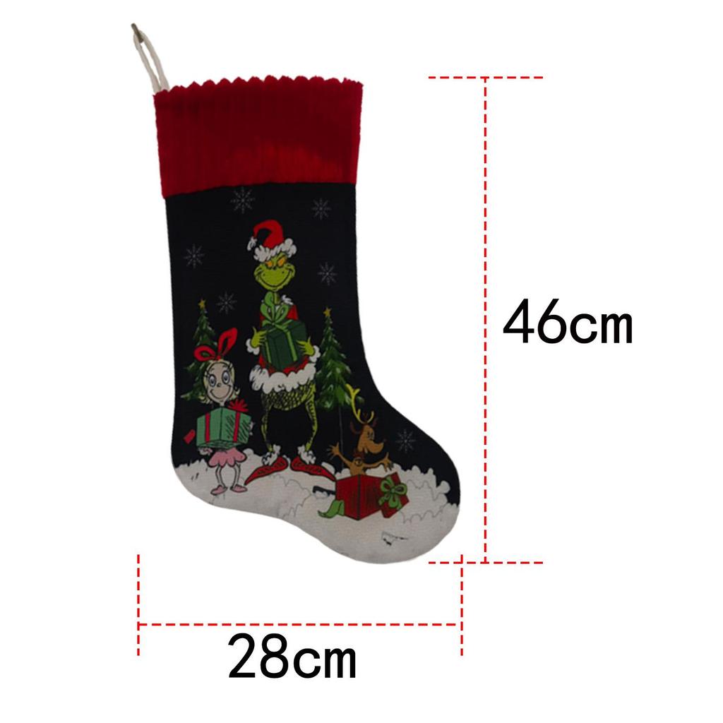 Grinch Christmas Stocking: Green Furry Monster Candy Bag & Tree Ornament
