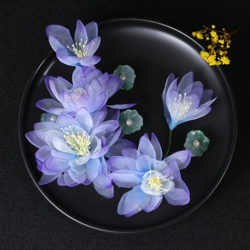 Flower Hair Clips Forks Chinese Hanfu Hair Accessories for Women Hairpin Fork Handmade Vintage Wedding Hair Jewelry Retro Crowns for Girl and Women