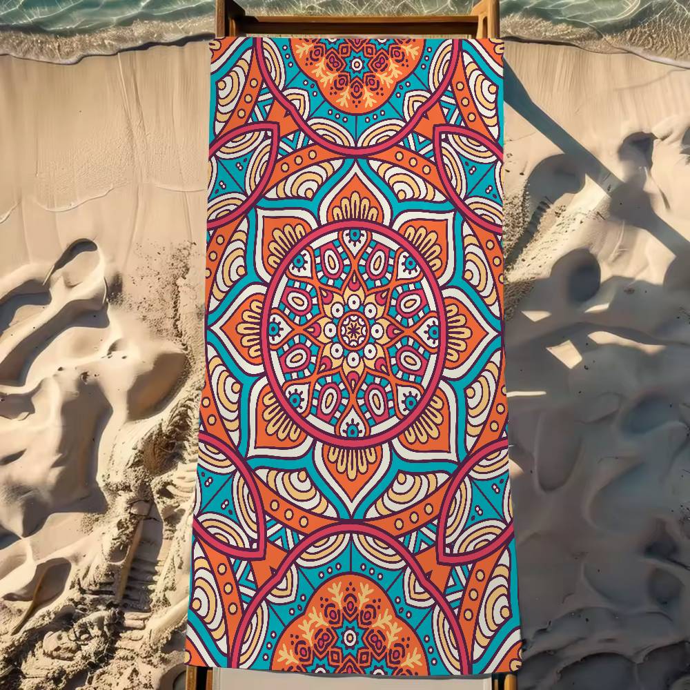Classical Floral Pattern Print Microfiber Printed Beach Towel Mountain Climbing Yoga Beach Swimming Running Absorbent Soft Towel