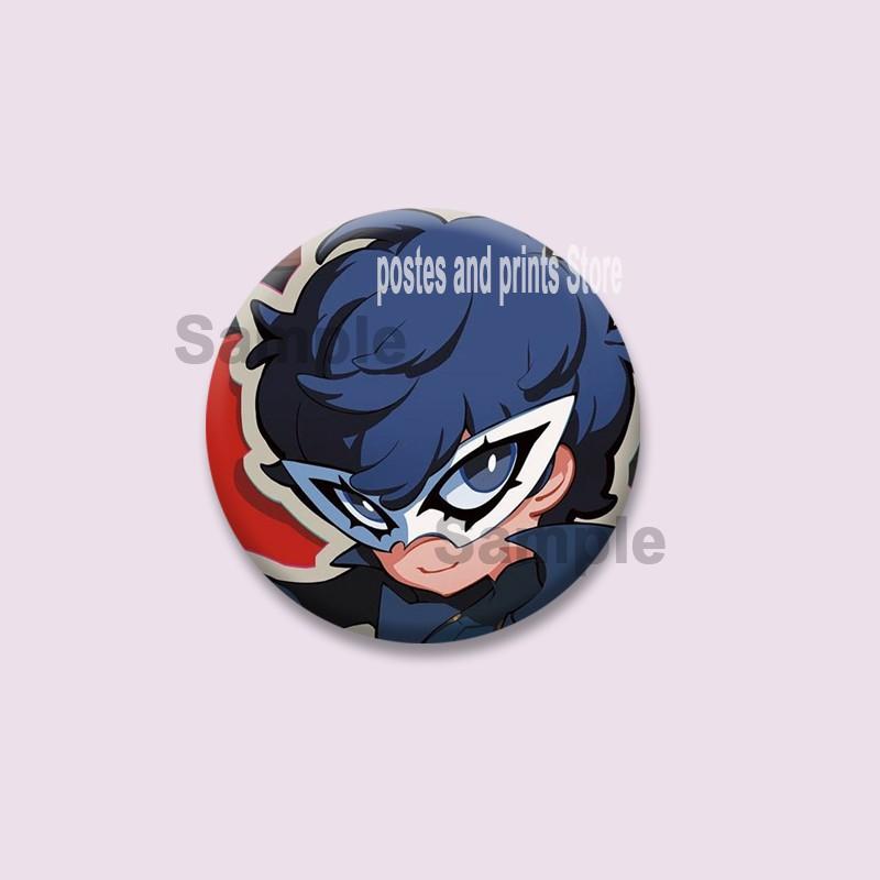 Spiel P-Persona 5 Runde Anstecker Ann Takamaki Ren Amamiya Knopfleisten Tasche Kleidung Dekorationen Brosche Sammlerstücke Schmuck Geschenke