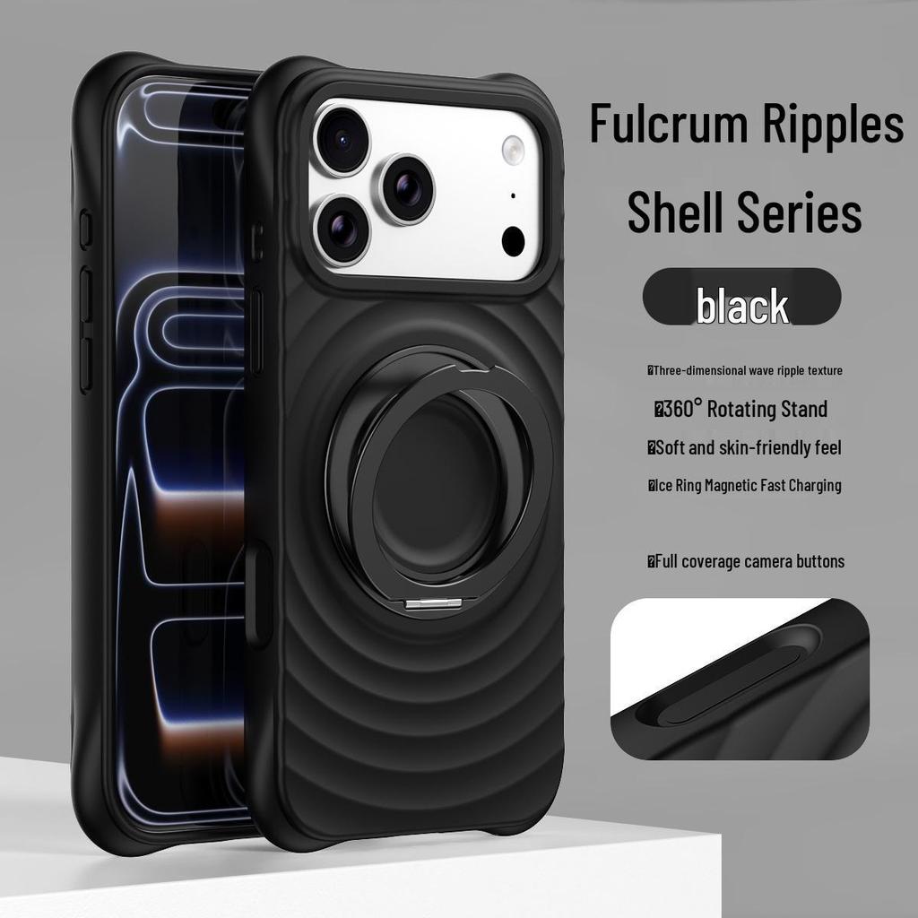 Apple 17 Pro Max Boyang Magnetic Case with Rotating Stand, iPhone 16 Liquid Silicone Cover