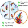 Watercolor Feather Flower Pattern Window Sticker, Transparent Electrostatic Adhesion Glass Decal, Waterproof Scratch-Resistant Decorative Film