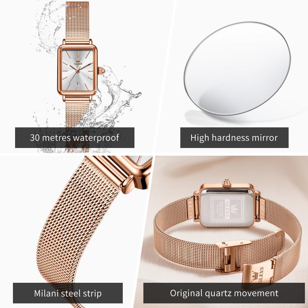 OLEVS Watch Women New Watch Casual Fashion Quartz Wristwatch Waterproof Luminous Date Square Watch Ladies Gifts