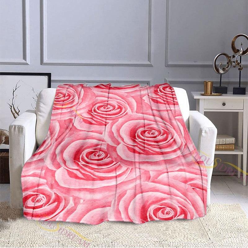 Valentýn Láska Růžová Deka Měkký flanel Fleece Teplý Lehký přehoz Deky Dospělí do postele Pohovka Deka Přehoz přes postel