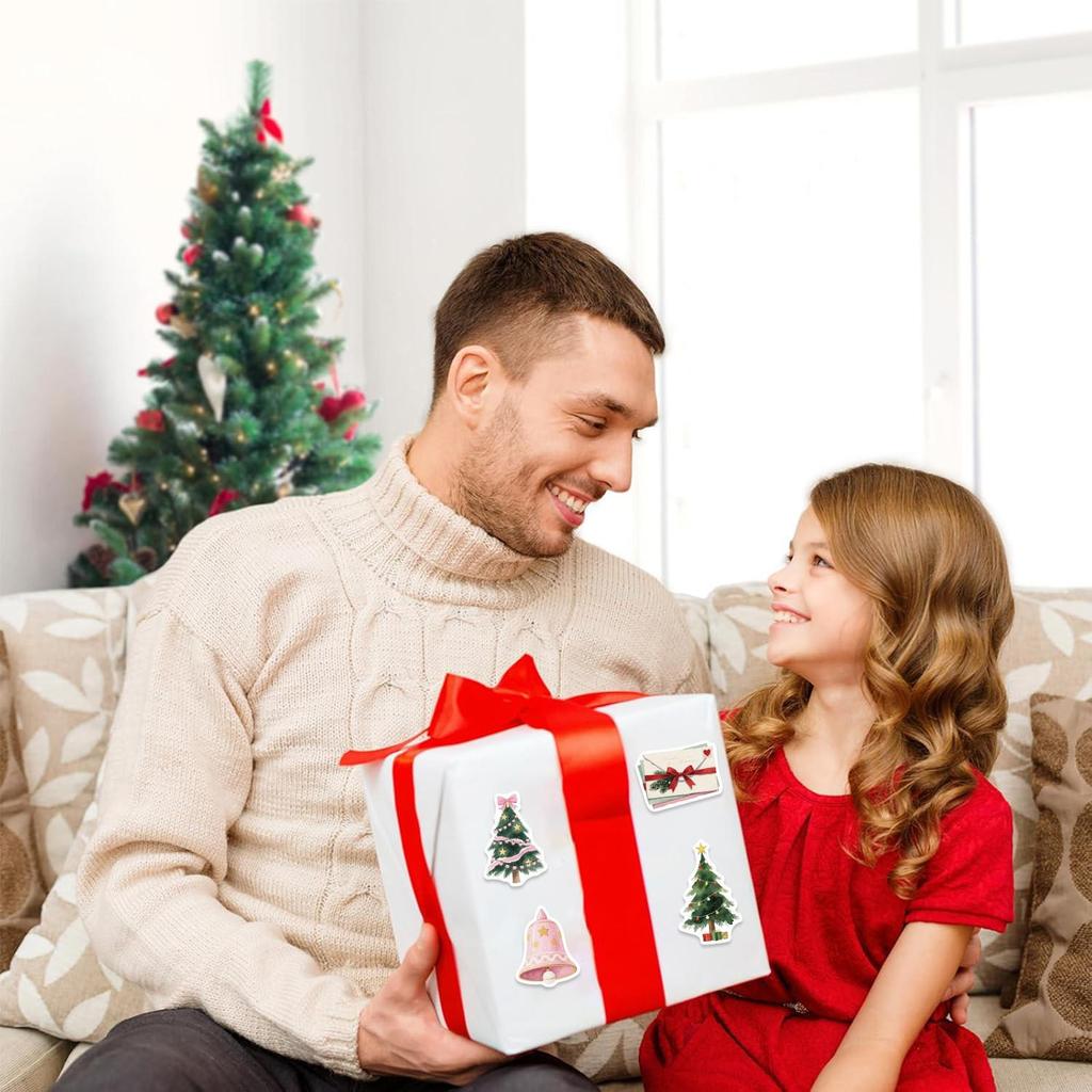 50 Cartoon Christmas Aesthetic Sticker Sheets for Decoration - Waterproof & Ideal for Guitars, Notebooks, Luggage, DIY Projects