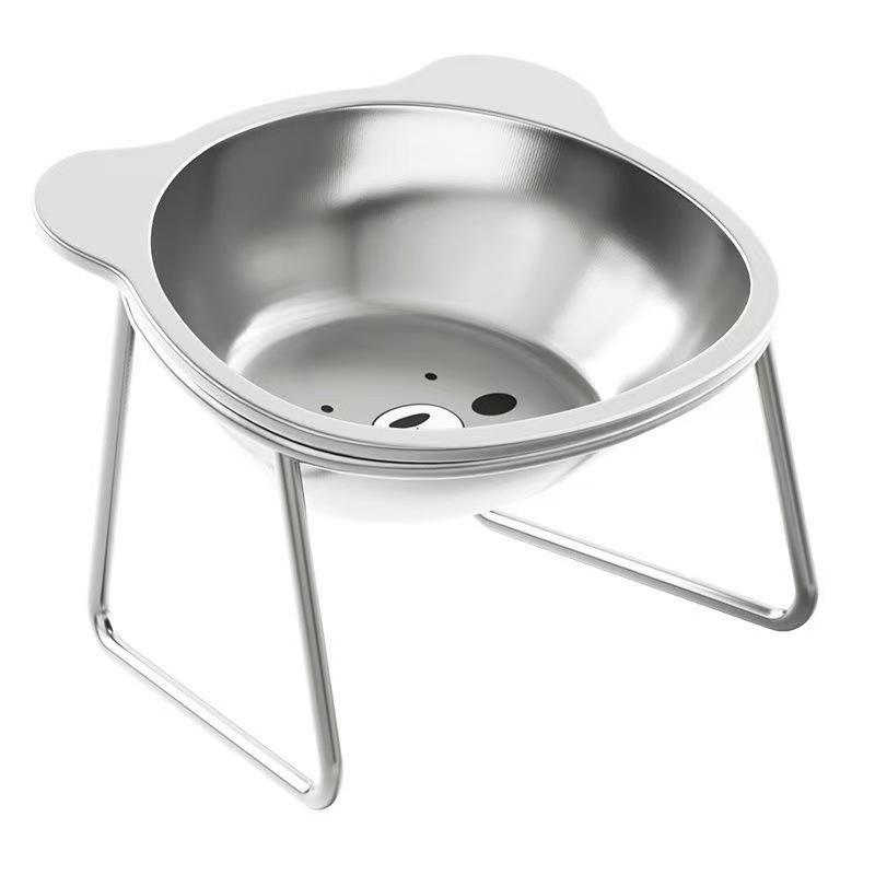 Stainless steel cat bowl holder drinking basin cervical spine protection anti-tip heightening stand dog bowl pet feeding stand