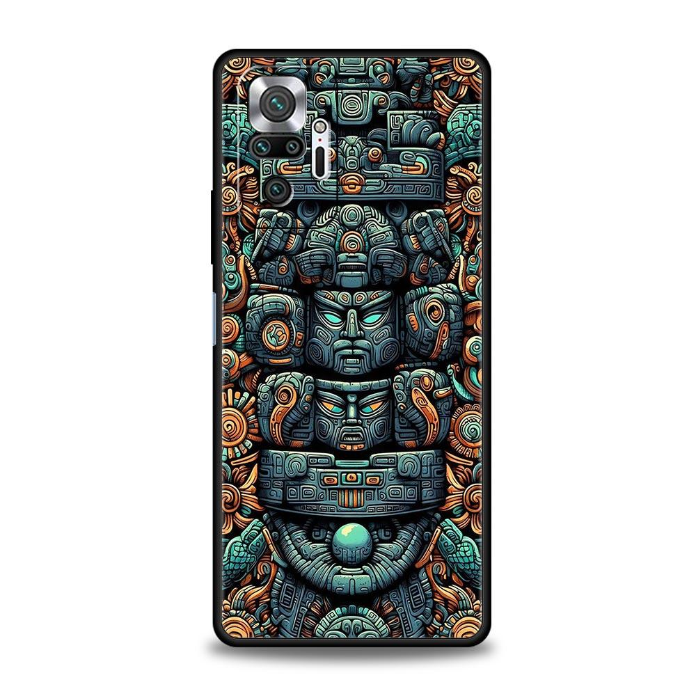 Vintage Totem Painting Phone Case Cover for Redmi 14C 10C Note 15 14 13 12 10 11 K40 Pro Plus 5G Shockproof Soft TPU Shell Bags