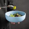 Korean Salad Bowl Ceramic Instant Noodle Bowl Dessert Bowl Household Soup Bowl Simple Rice Bowl Underglaze Color Round Bowl Ins Style
