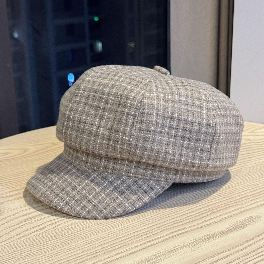 Octagonal Hat for Women In Autumn and Winter New Fashionable and Versatile Face Showing Beret British Retro Peaked Hat