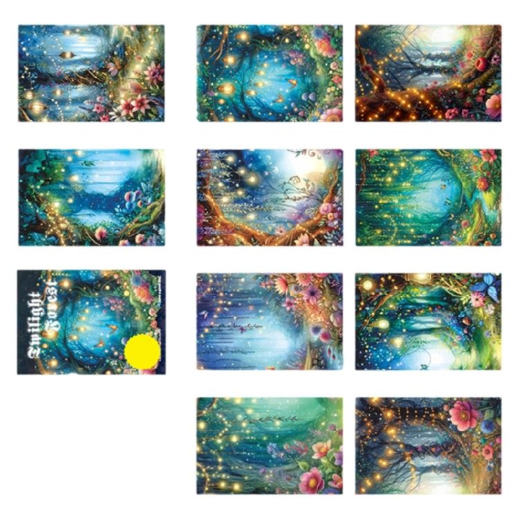 10 Sheets Landscape Sticker Decorative Sticker Scrapbook Sticker Forests Series Sticker for Craft Decoration