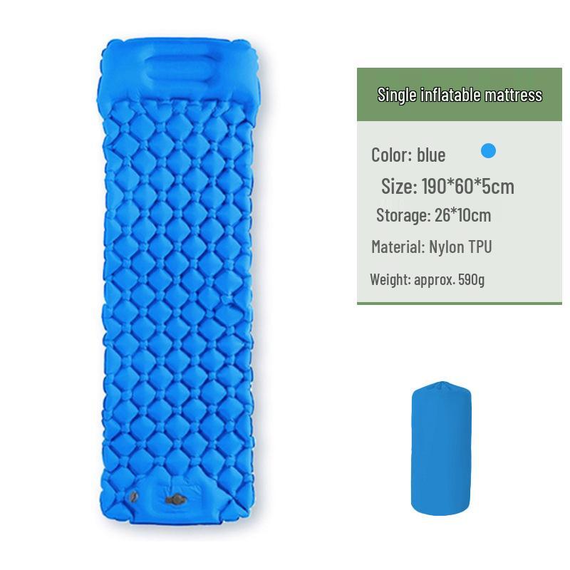 Opblaasbaar Campingmatras met Voetpomp en Ingebouwd Kussen