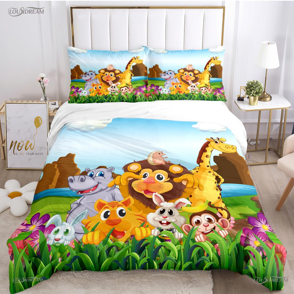 Comforter Jungle Animal Cute Casal All Season Comforter Bedding Sets Soft And S Single/Double/Queen/King