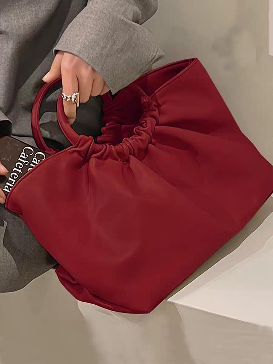 

Корейский шикарный плиссированный облачный свадебный мешок - вместительная многофункциональная ручная сумка через плечо для свадьбы, девичника и повседневного гламура красный