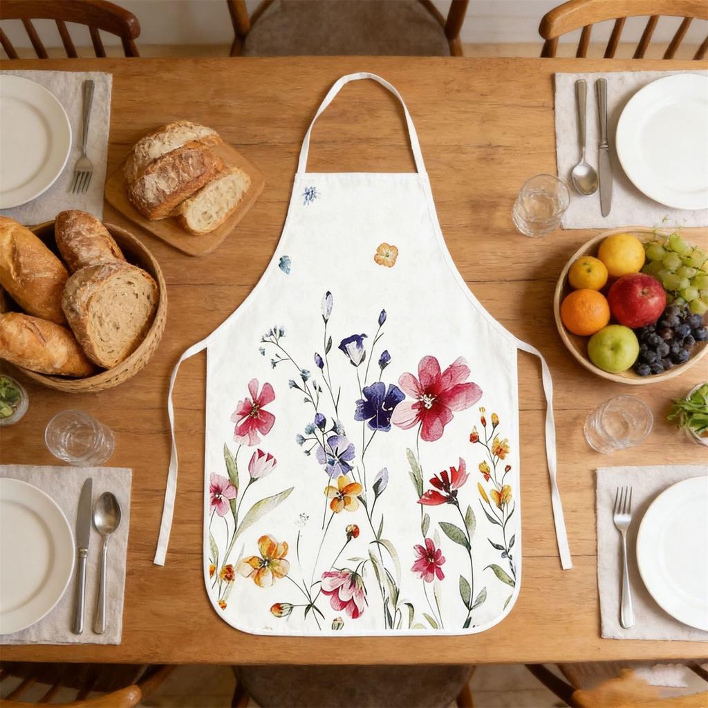 Set Of 6 Aprons With Floral And Butterfly Prints, Made Of Polyester, Suitable For Kitchen Cooking And As A Protective Garment