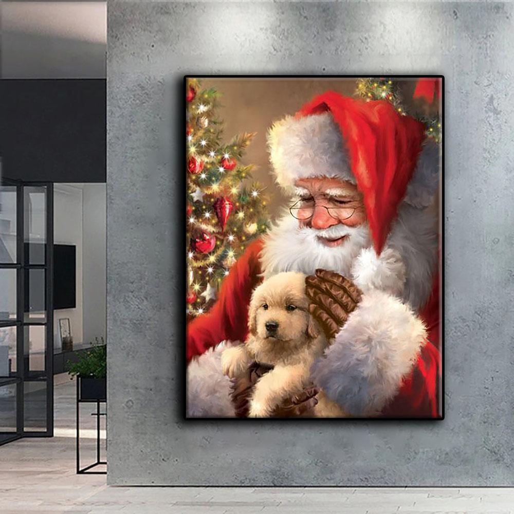 5D DIY Diamond Painting Cross Stitch Christmas Tree Santa Snowman Diamond Embroidery Mosaic Wall Art Home Decoration