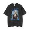 Vintage Washed Black Frieren from Beyond Journey's End Anime Graphic Print Oversized Cotton T-Shirt