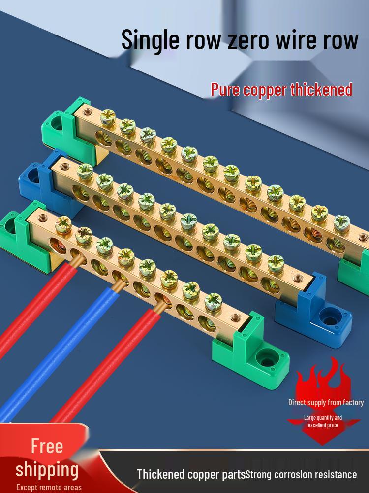 Neutral Copper Busbar 8*12 with 4/6/8/10 Holes for High Current Server Room Grounding Terminal